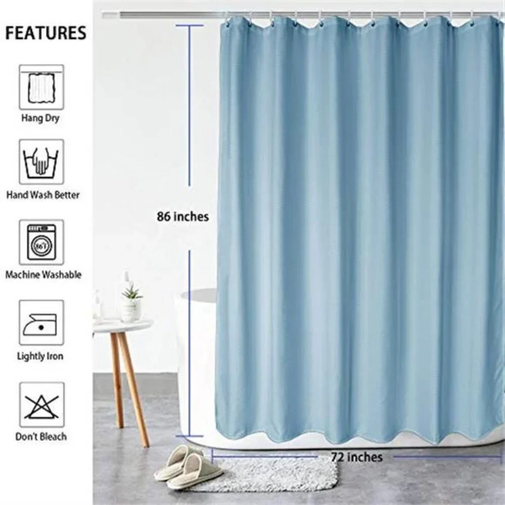 Extra Long 72x86 Inch Shower Curtain, Fabric Heavy Weight Waffle Weave Design